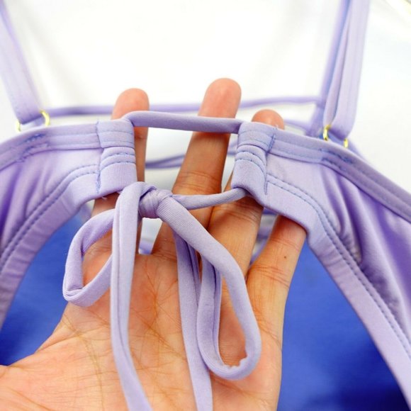 CALIFORNIA SUNSHINE Women's Lavender Bikini Top D/DD‎ Swimwear Ruffle Strappy - Picture 10 of 13